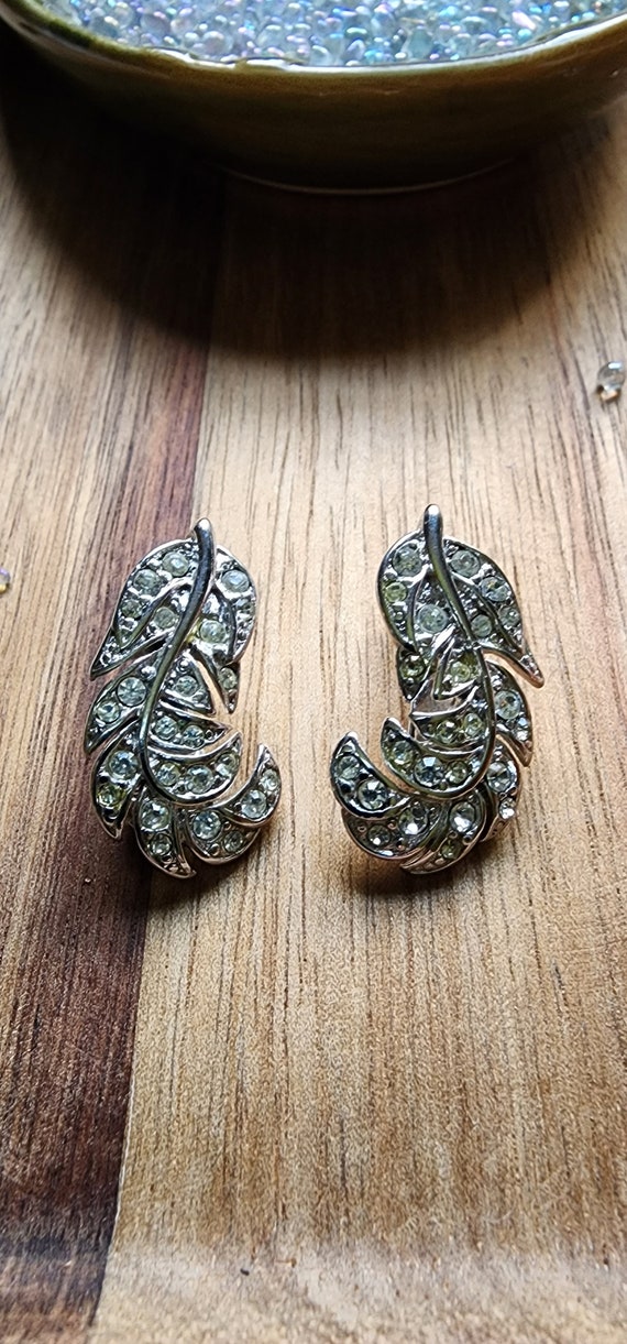 Vintage Monet feather earrings