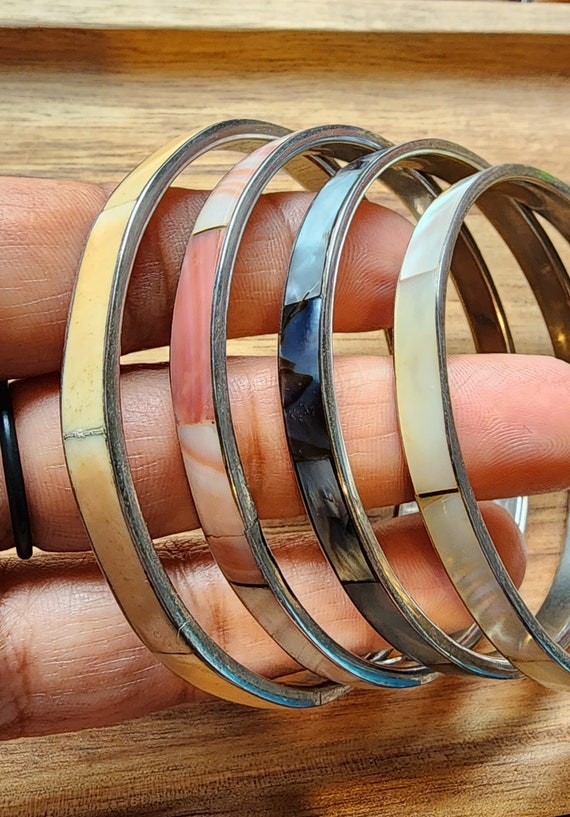 Metal and shell bangles