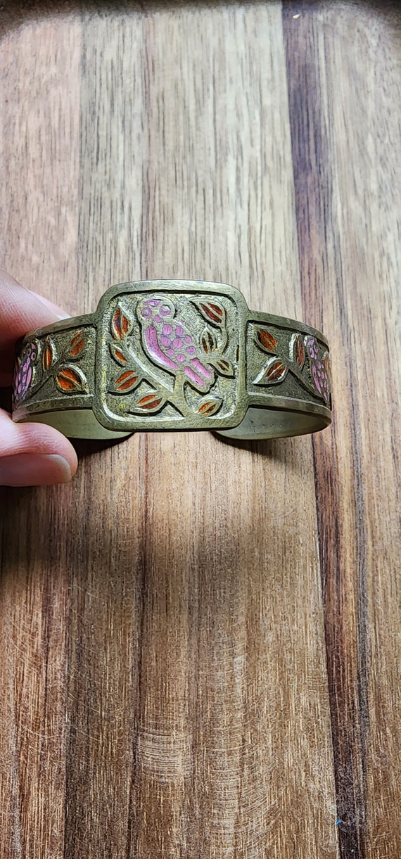 Vintage brass enamel bracelet