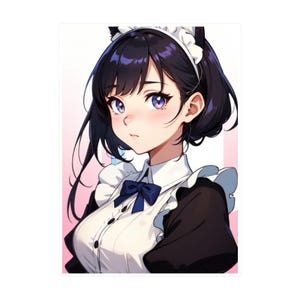 Anime Maid Vinyl Sticker, Cute Catgirl Kiss-Cut Decal, Kawaii Otaku Laptop Sticker, Pastel Aesthetic Decor, Gift for Anime Fans