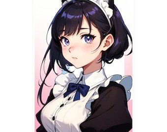 Anime Catgirl Maid Vinyl Aufkleber: Kawaii Otaku Aufkleber, Pastell Laptop Dekor