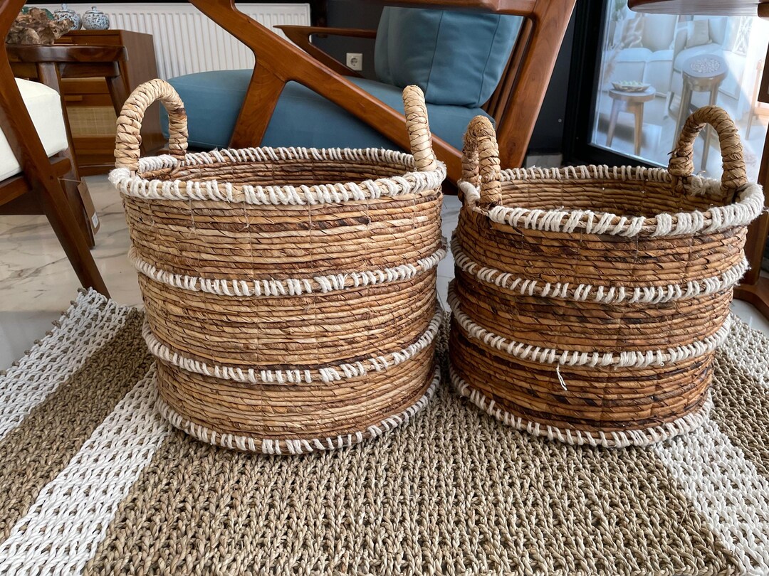 Boho Home Decor Storage Baskets – Set of 2 Handwoven Pieces - Etsy