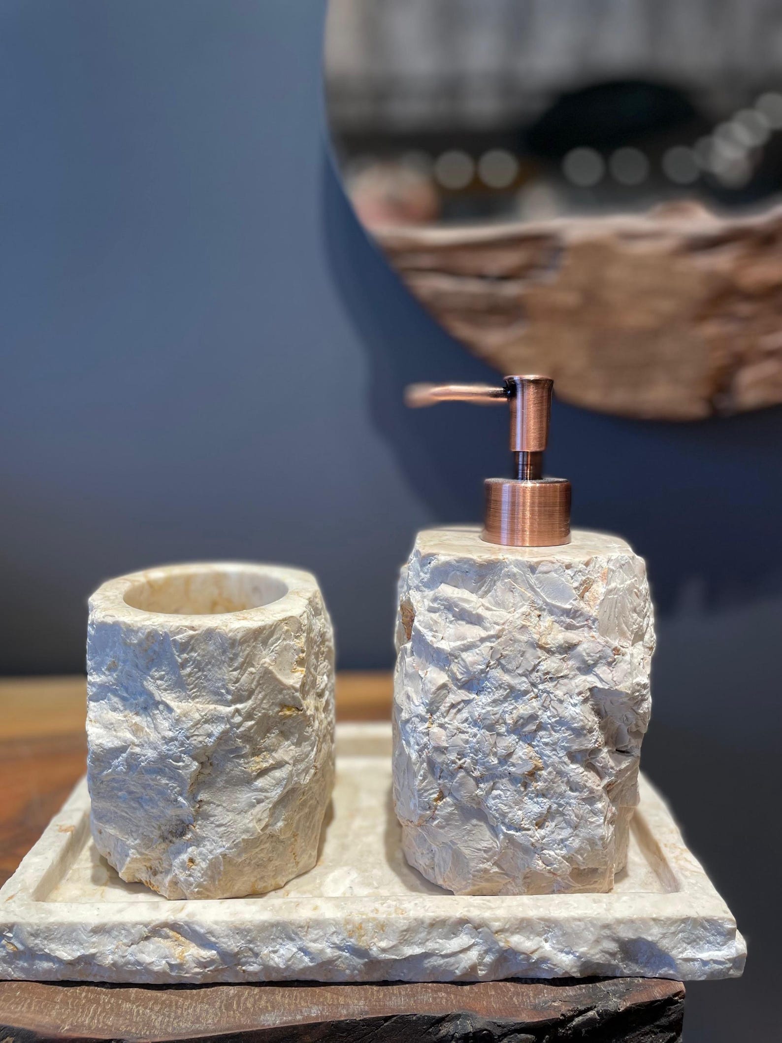 Natural Travertine Stone Bathroom Set of 3