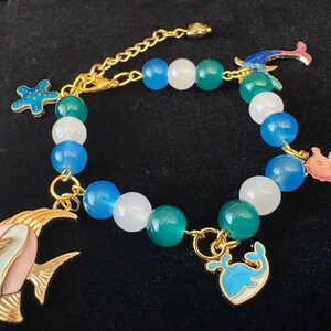 Turquoise Sea Charm Bracelet: Handmade Boho Coastal Jewelry