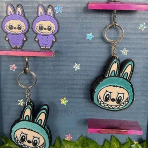 Labubu Inspired Keychain - Cute Creepy Bunny Accessory, 3D Printed Charm