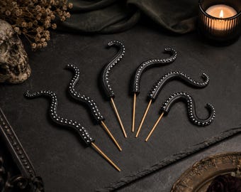 Estacas para plantas con forma de pulpo, decoración gótica para plantas, estacas con forma de tentáculos, decoración para macetas de Halloween, accesorios para macetas de suculentas, juego de 7