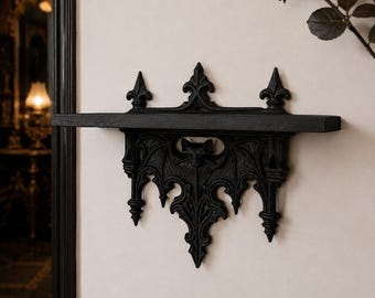 Estantería de pared gótica con forma de murciélago, decoración gótica victoriana, estante de pared estilo academia oscura, decoración de murciélago negro, estante espeluznante, decoración para el hogar con temática de brujas, regalo gótico