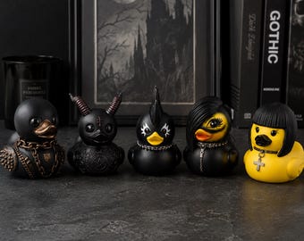 Juego de patitos de goma góticos, decoración gótica para el baño, colección de patitos punk, patito emo, regalo gótico, decoración de Halloween, decoración alternativa para el hogar