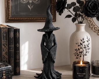 Figura de bruja gótica, estatua de bruja negra, decoración para el hogar con temática de brujas, decoración gótica para habitaciones, decoración de Halloween, escultura de resina estilo Dark Academia.