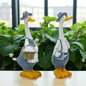 Handmade Farm Duck Figurines Rustic Small Detailed