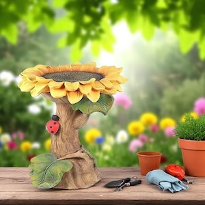 Handgemachte Sonnenblumen Vogeltränke Resin Garten