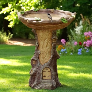 Handmade Gnome House Bird Bath Small Detailed