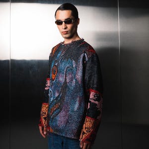 Nahgestrickter Death Note Tapisserie gewebter Pullover, Anime Inspirierter Pullover, Geschenk für Ihn, Geschenk für Sie, Unisex Pullover, Anime-Liebhaber, Anime (MTO)