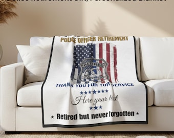 Manta de jubilación policial, regalo para oficial de policía, regalo para policía jubilado, manta de recuerdo personalizada