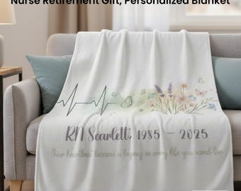 Manta de enfermera personalizada con diseño floral y mariposas, regalo de jubilación