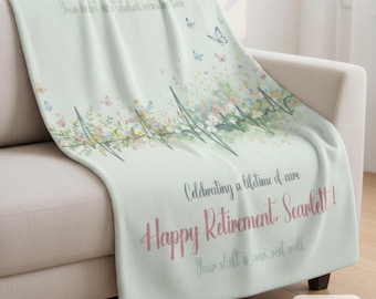 Nurse Retirement Gift Blanket - Personalized Nurse Farewell Keepsake, Custom Nurse Gift Throw