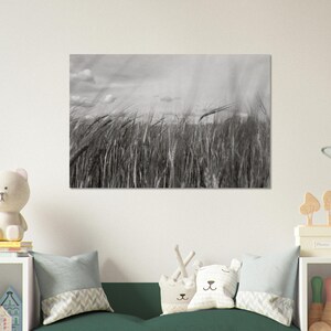 Printable Wheat Field Art - Art Black White - Minimalist photo - Rustic Farmhouse Decor, Minimalist Country Wall Art- Moody Photo