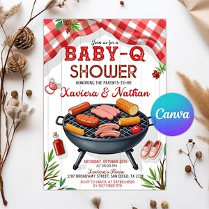 Baby-Q Baby Shower Invitation, Baby Q Backyard Couples Baby Sprinkle, BBQ Baby Shower Invitation, BBQ Party Baby Sprinkle Invitation