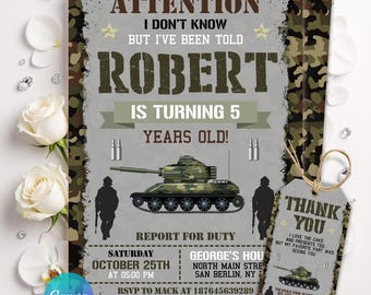 Editable Military Party Invitations, Army Birthday Invitation, Soldier Birthday Invitation, Military Invite, Camouflage Any Age Invites