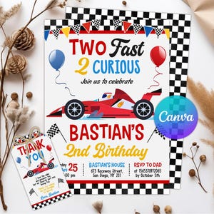 Editable Race Car Birthday Invitation, Racecar Party, Racing Party, Sport Race Car Invite, Boys Invitation, Car Birthday, Canva Template
