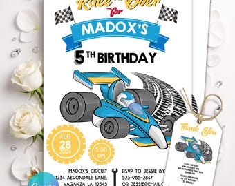 Invitación de cumpleaños editable con temática de coches de carreras, fiesta de coches de carreras, fiesta de carreras, invitación de coche deportivo, invitación para niños, cumpleaños de coches, plantilla de Canva