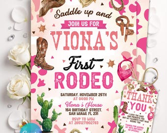 Editable Cowgirl Birthday Party Invitation, Wild West Cowgirl Rodeo Birthday Invite, Southwestern Ranch, Cowgirl Party Theme, Canva Template