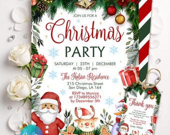 Editable Christmas Party Invitation template, Christmas Party Invitation, Christmas Invitation, Christmas Birthday Invitation