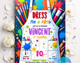 Editable Art Birthday Party Invitation, Art in Party Birthday Party Invite, Art Painting Artist Birthday Invitation, Instant Download