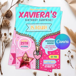 Birthday Invitation Pink Fashion Doll Birthday Party Invitation Girls Cute Doll Theme Invite for Party Instant Download Pink Evite Editable