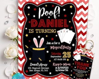 Editable Magic Birthday Invitation, Magician Birthday Party Invitation, Magic Show Theme, Magical Birthday Invitation, Instant Download