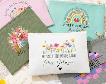 Borsa per il trucco personalizzata per insegnanti, regalo per insegnanti, astuccio in tela, astuccio per matite per insegnanti, regali di apprezzamento per insegnanti, regalo per insegnanti, borse per cosmetici personalizzate