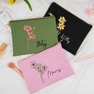 Personalized Suede Makeup Bag,Custom Cosmetic Bag,Makeup Bag for Bridesmaids,Canvas Makeup Bag,Birthday Gift,Bridesmaid Gifts Proposal