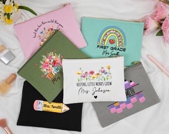 Personalized Teacher Zipper Pouch,Teacher Cosmetic Bag,Teacher Appreciation,Travel Makeup Bag, Cosmetic Bag, Teacher Appreciation Gifts