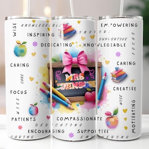 Customizable Teacher Appreciation Gift 20 oz Skinny Tumbler Sublimation Design Digital Download PNG Instant DIGITAL, Teacher Tumbler Wrap