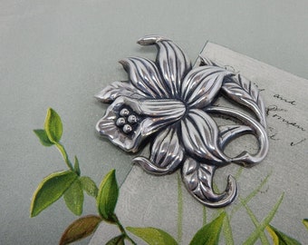 Signed DANECRAFT Sterling Silver Daffodil Flower Brooch    SS4