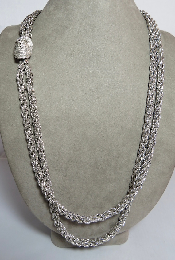 NAPIER Signed Chunky Silver Tone Braided Rope Chai