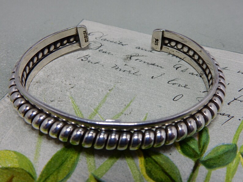 925 Signed Sterling Silver Cuff Bracelet W/coil QAQ14 Etsy