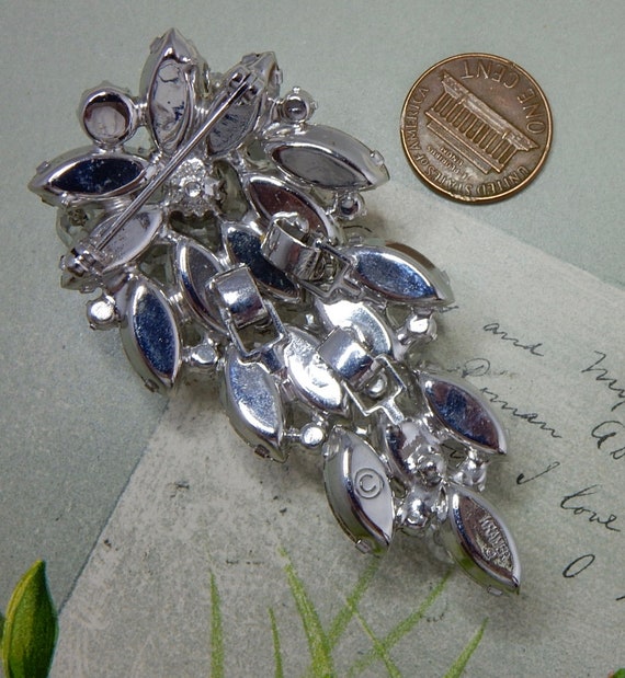 KRAMER Signed Clear Crystal and Rhinestone Silver… - image 2