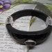 Carved Black Onyx & Sterling Silver Hinged Bangle Bracelet w/ Amethyst Cabochon MDK48