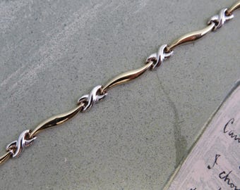 10k Yellow & White Gold 'X' Link Bracelet 3.4 grams  ZG11