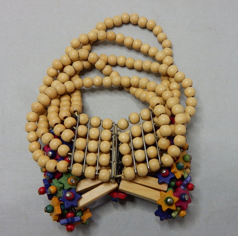 MIRIAM HASKELL Wood Stick /& Star Bead Bracelet SM22
