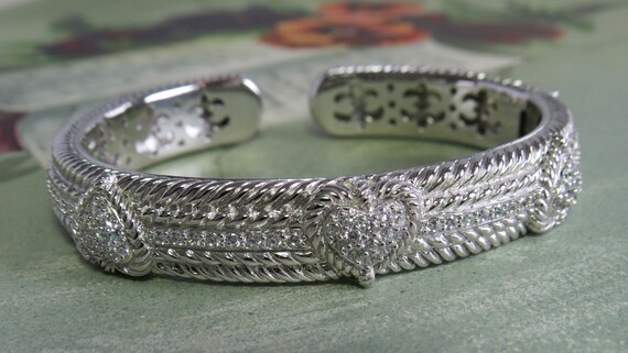 JUDITH RIPKA Signed Sterling Silver Clear Diamonique HEART