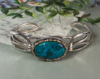 BARSE Signed Sterling Silver & Turquoise Cuff Bracelet.   TCD7