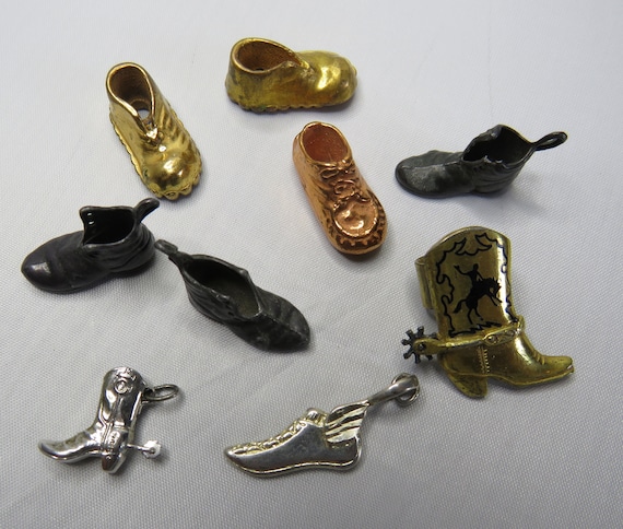 9 Sterling Silver Shoe Charms for Bracelet Destas… - image 1