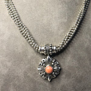 JOSEPH ESPOSITO ESPO 925 Sterling Silver Snap Pendant Necklace W/ 2 Pendants.   TBO32