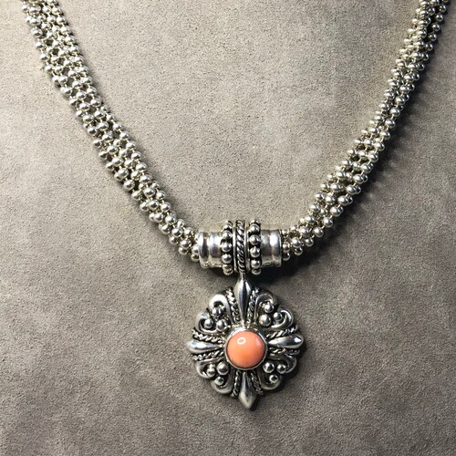 JOSEPH ESPOSITO ESPO Collar con colgante a presión de plata de ley 925 con 2 colgantes. TBO32