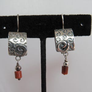 SILPADA Signed Sterling Silver 925 Goldstone Dangle Earrings.   XA4