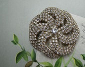 KANDELL MARCUS Signed Spiral Clear RhineStone Brooch TAT38