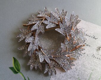 EISENBERG Signed Swarovski Clear Crystal Double Circle  eisenberg signed brooch 2\