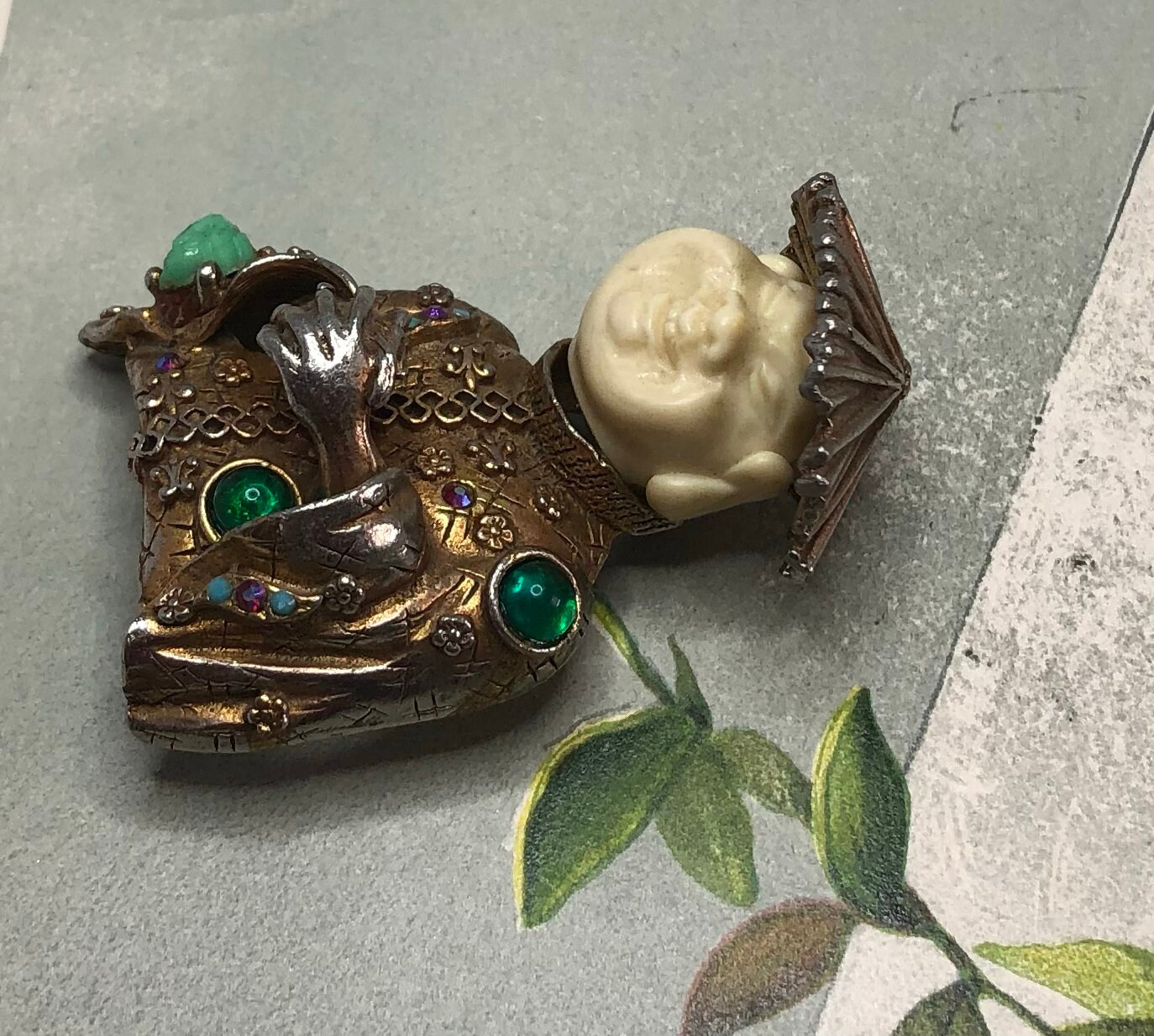 Har Buddha Brooch / Vintage Signed Couture Jewelry - Har